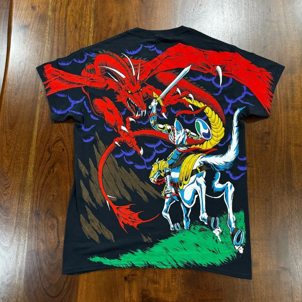 Liquid Blue Red Dragon vs. Knight All Over Print T Shirt Reprint Size Small - Picture 2 of 5